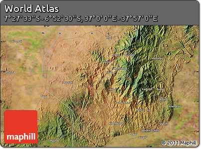 Satellite Map of the Area around 7° 10' 2" S, 37° 28' 30" E