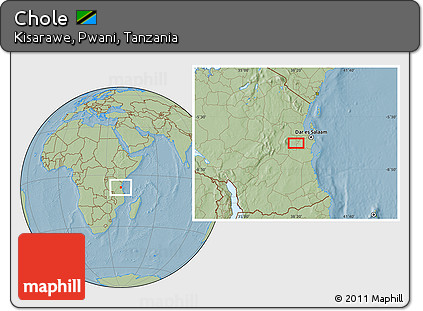 Savanna Style Location Map of Chole, hill shading