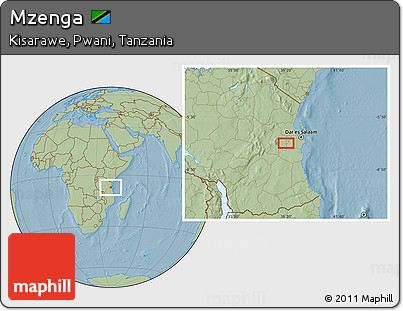 Savanna Style Location Map of Mzenga, hill shading