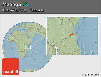 Savanna Style Location Map of Mzenga, hill shading
