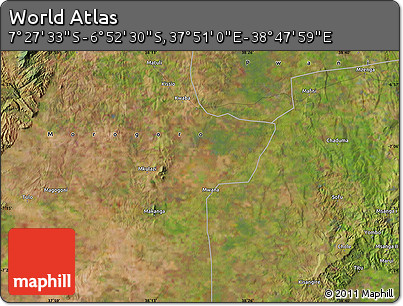 Satellite Map of the Area around 7° 10' 2" S, 38° 19' 30" E