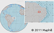 Gray Location Map of the area around 7° 10' 2" S, 38° 10' 29" W, hill shading