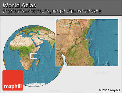 Satellite Location Map of the Area around 7° 10' 2" S, 39° 10' 29" E