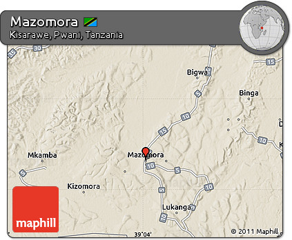 Shaded Relief Map of Mazomora