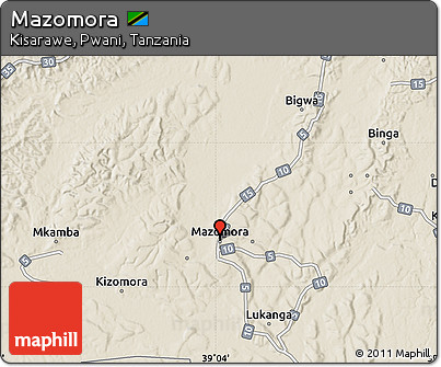 Shaded Relief Map of Mazomora