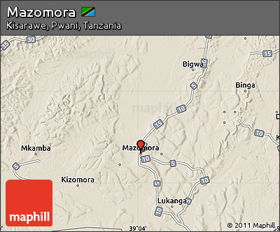 Shaded Relief Map of Mazomora