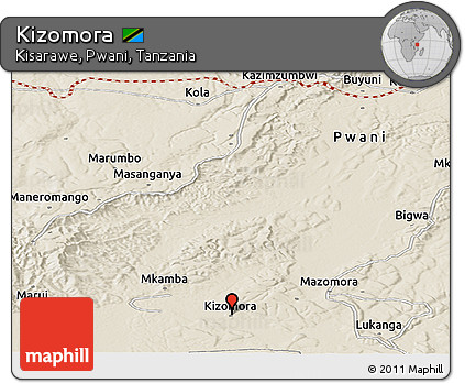 Shaded Relief Panoramic Map of Kizomora