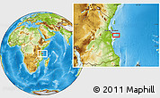 Physical Location Map of the area around 7° 10' 2" S, 40° 1' 29" E