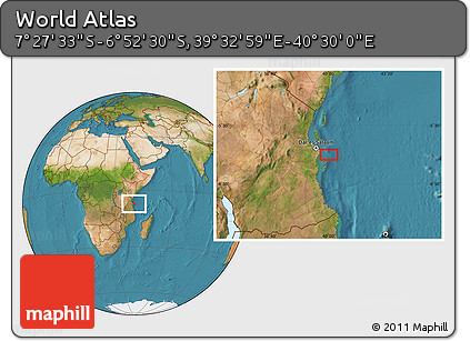 Satellite Location Map of the Area around 7° 10' 2" S, 40° 1' 29" E