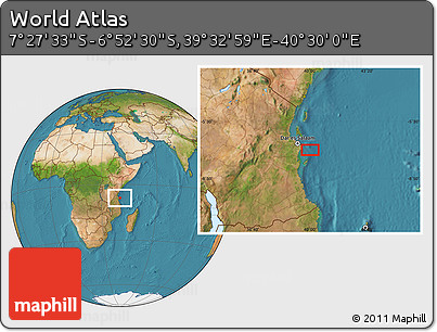 Satellite Location Map of the Area around 7° 10' 2" S, 40° 1' 29" E
