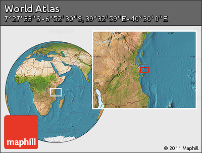 Satellite Location Map of the Area around 7° 10' 2" S, 40° 1' 29" E