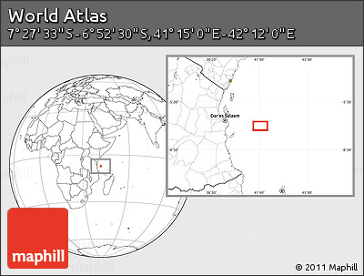 Blank Location Map of the Area around 7° 10' 2" S, 41° 43' 30" E