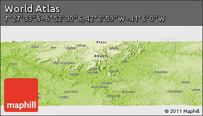 Physical Panoramic Map of the Area around 7° 10' 2" S, 41° 34' 30" W