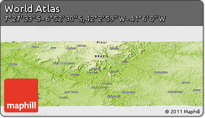 Physical Panoramic Map of the Area around 7° 10' 2" S, 41° 34' 30" W