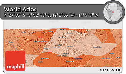 Political Panoramic Map of the Area around 7° 10' 2" S, 41° 34' 30" W