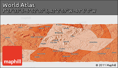 Political Panoramic Map of the Area around 7° 10' 2" S, 41° 34' 30" W
