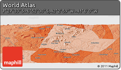 Political Panoramic Map of the Area around 7° 10' 2" S, 41° 34' 30" W