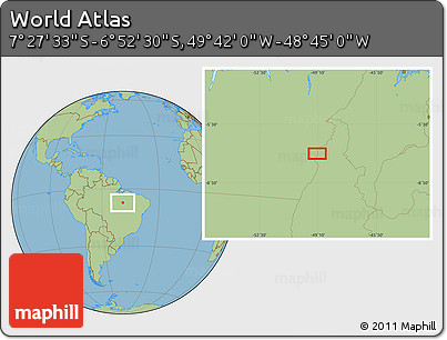 Savanna Style Location Map of the Area around 7° 10' 2" S, 49° 13' 30" W