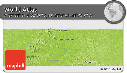 Physical Panoramic Map of the Area around 7° 10' 2" S, 49° 13' 30" W