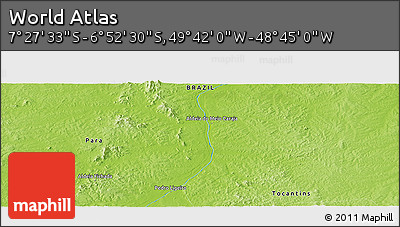 Physical Panoramic Map of the Area around 7° 10' 2" S, 49° 13' 30" W