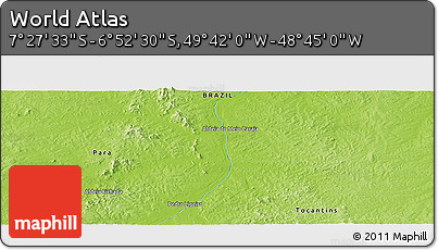 Physical Panoramic Map of the Area around 7° 10' 2" S, 49° 13' 30" W