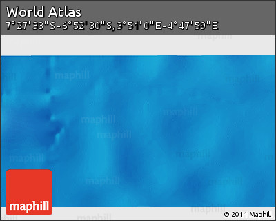 Physical 3D Map of the Area around 7° 10' 2" S, 4° 19' 30" E