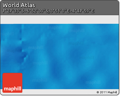 Physical 3D Map of the Area around 7° 10' 2" S, 4° 19' 30" E