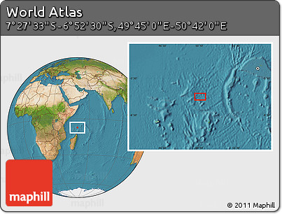 Satellite Location Map of the Area around 7° 10' 2" S, 50° 13' 30" E