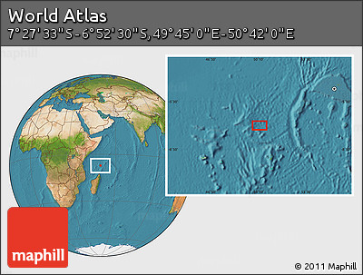 Satellite Location Map of the Area around 7° 10' 2" S, 50° 13' 30" E