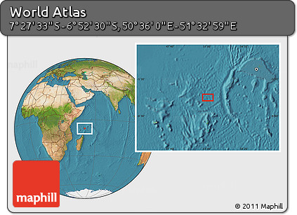 Satellite Location Map of the Area around 7° 10' 2" S, 51° 4' 30" E