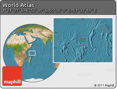 Satellite Location Map of the Area around 7° 10' 2" S, 51° 4' 30" E