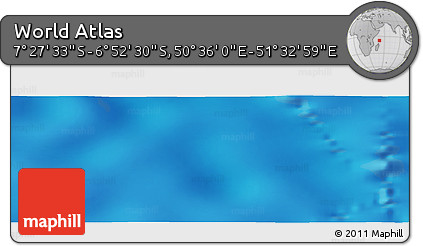Physical Panoramic Map of the Area around 7° 10' 2" S, 51° 4' 30" E