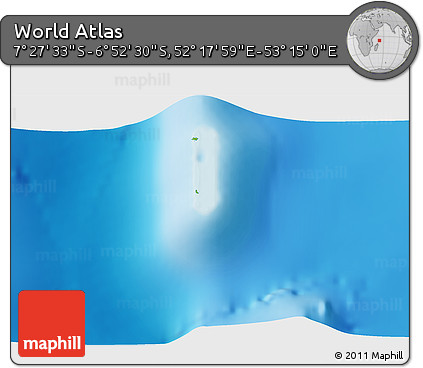 Physical 3D Map of the Area around 7° 10' 2" S, 52° 46' 29" E