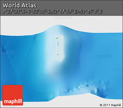 Physical 3D Map of the Area around 7° 10' 2" S, 52° 46' 29" E