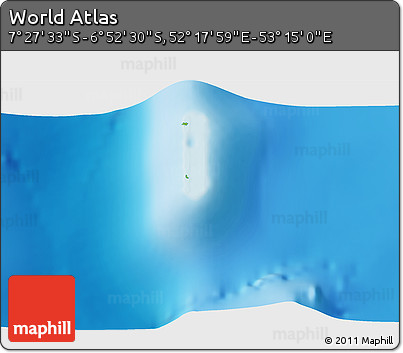 Physical 3D Map of the Area around 7° 10' 2" S, 52° 46' 29" E