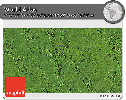 Satellite 3D Map of the Area around 7° 10' 2" S, 54° 19' 30" W