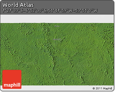 Satellite 3D Map of the Area around 7° 10' 2" S, 54° 19' 30" W