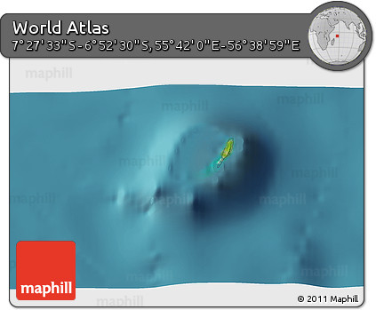 Satellite 3D Map of the Area around 7° 10' 2" S, 56° 10' 29" E