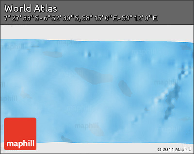 Physical 3D Map of the Area around 7° 10' 2" S, 58° 43' 30" E