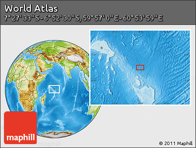 Physical Location Map of the Area around 7° 10' 2" S, 60° 25' 29" E