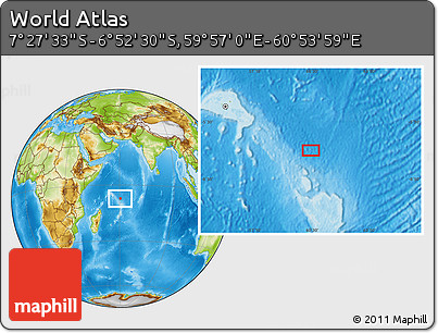 Physical Location Map of the Area around 7° 10' 2" S, 60° 25' 29" E