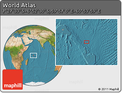 Satellite Location Map of the Area around 7° 10' 2" S, 60° 25' 29" E