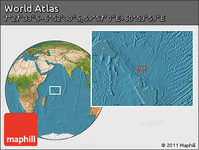 Satellite Location Map of the Area around 7° 10' 2" S, 60° 25' 29" E