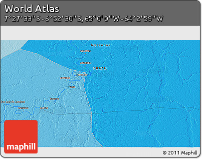 Political 3D Map of the Area around 7° 10' 2" S, 64° 31' 30" W