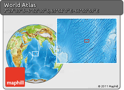 Physical Location Map of the Area around 7° 10' 2" S, 66° 22' 30" E