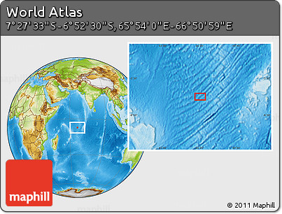 Physical Location Map of the Area around 7° 10' 2" S, 66° 22' 30" E