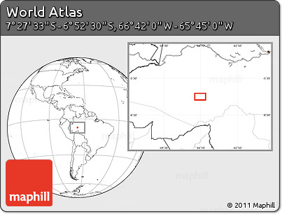 Blank Location Map of the Area around 7° 10' 2" S, 66° 13' 29" W