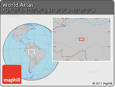 Gray Location Map of the Area around 7° 10' 2" S, 66° 13' 29" W