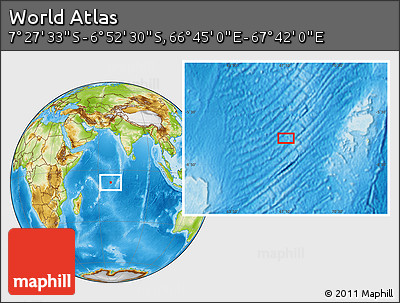 Physical Location Map of the Area around 7° 10' 2" S, 67° 13' 29" E