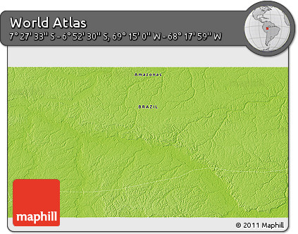 Physical 3D Map of the Area around 7° 10' 2" S, 68° 46' 30" W